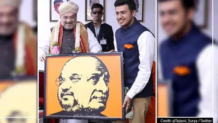 Gifting Amit Shah-Sardar Patel portrait, Tejasvi Surya reveals BJP chief's key '4 words' Tejasvi