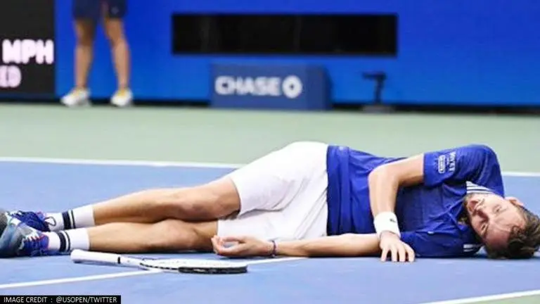 Daniiel Medvedev 'Dead Fish' celebration at US Open 2021