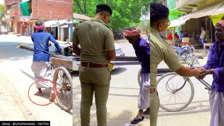 UP police constable wins netizens' love and respect for his kind gesture; Watch UP