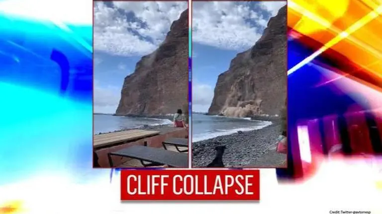 'Oh my god': Chunk of cliff collapses near beachgoers in Spanish island; watch video Spain
