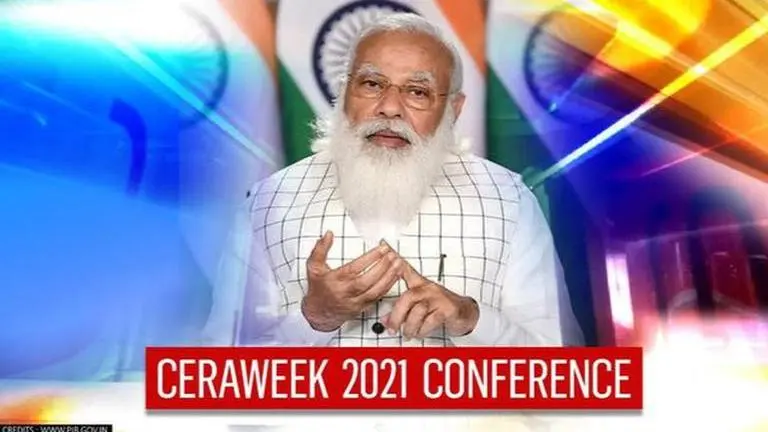 PM Modi receives the CERAWeek Global Energy & Environment Leadership Award on March 5 PM Modi
