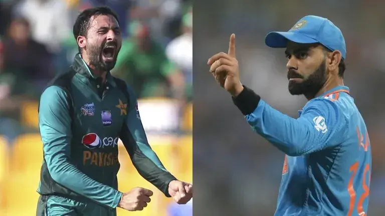 Junaid Khan and Virat Kohli