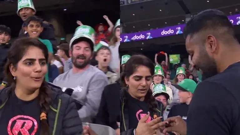 Indian fan proposes his girlfriend