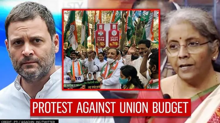 Congress workers in Mumbai protest over Union Budget, raise black flags against FM Nirmala Sitharaman