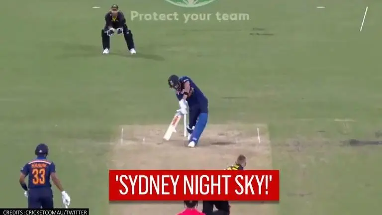 Virat Kohli deposits Daniel Sams into the 'Sydney night sky' during the Indian chase Virat Kohli