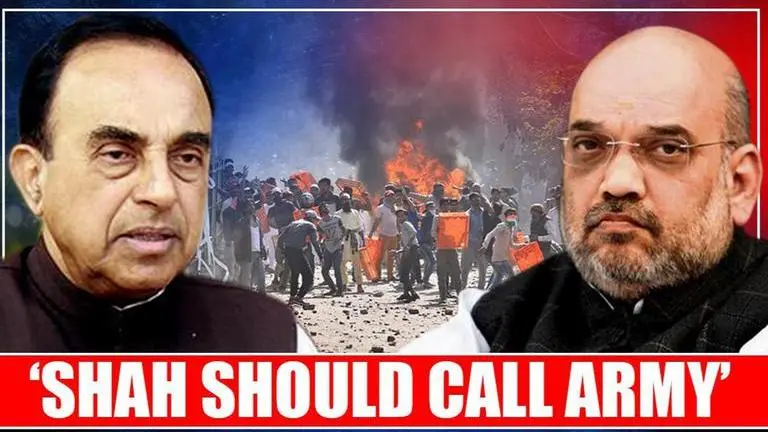 Subramanian Swamy asks Rajnath Singh to advise Amit Shah to bring in Army, quell violence Swamy