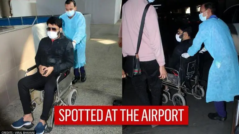 Kapil Sharma spotted in a wheelchair at Mumbai airport, fans react Kapil Sharma