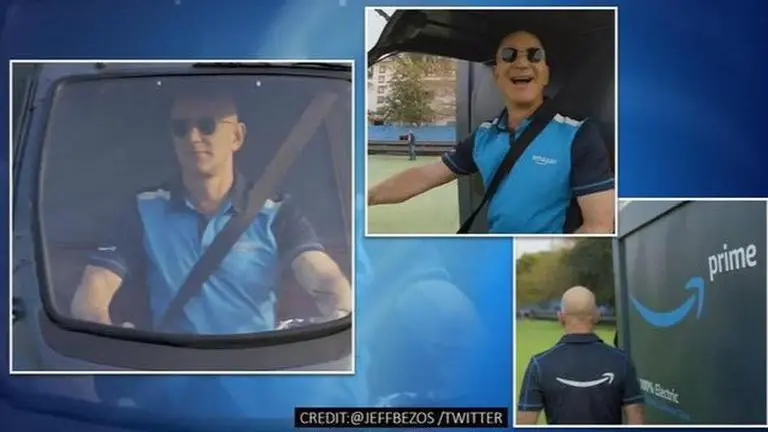 Amazon unveils electric delivery rickshaws in India, Jeff Bezos drives it Amazon
