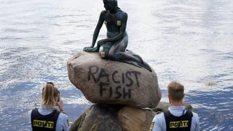 Copenhagen's famous Mermaid statue vandalised