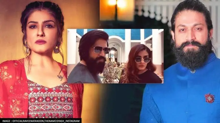 Raveena Tandon shares a quirky boomerang to wish 'KGF 2' co-star Yash on his b'day; Watch Raveena Tandon, Yash