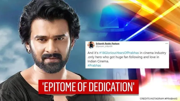 Prabhas clocks 18 years in the industry; fans celebrate '#18GloriousYearsOfPrabhas' Prabhas clocks 18 years in the industry; fans trend '#18GloriousYearsOfPrabhas' on Twitter