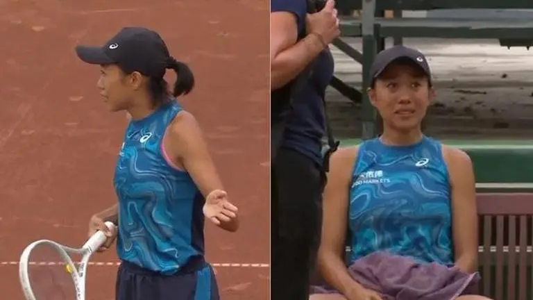 Zhang Shuai leaves match after opponent allegedly uses foot to remove ball mark over contentious call Shuai Zhang