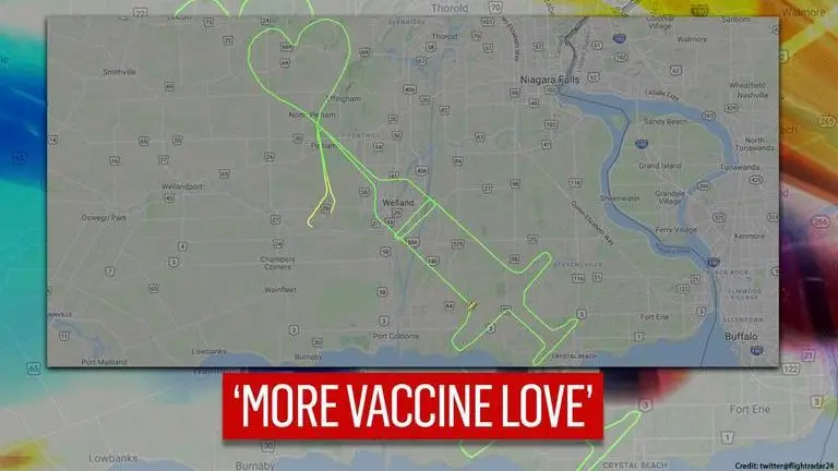 Canadian pilot traces Syringe with heart in the sky to express COVID-19 'vaccine love' Canadian