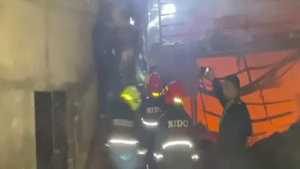 Fire department at the glove factory in Maharashtra.