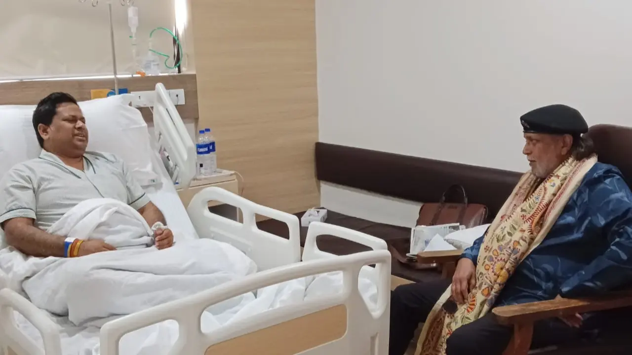 BJP leader Mithun Chakraborty with West Bengal state president Sukanta Majumdar