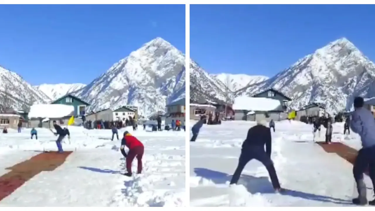 Viral Video Of Locals Playing Cricket In Snow Covered Field In Gurez Valley, Jammu & Kashmir | WATCH Locals Playing Cricket In Snow Covered Field In Gurez Valley