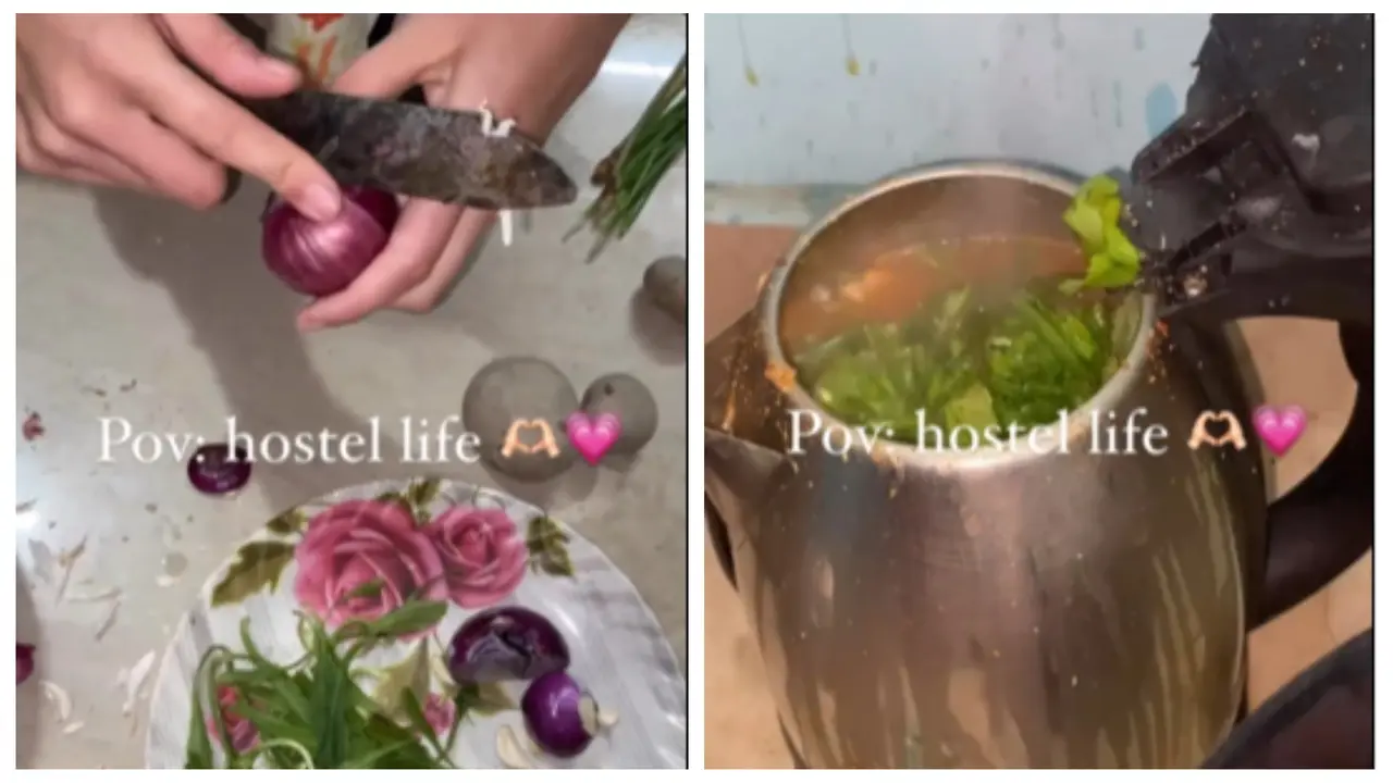Viral Video: Girl Cooks Chicken Curry with Electric Kettle In Hostel, Internet in Awe! Girl Cooks Chicken Curry with Electric Kettle In Hostel