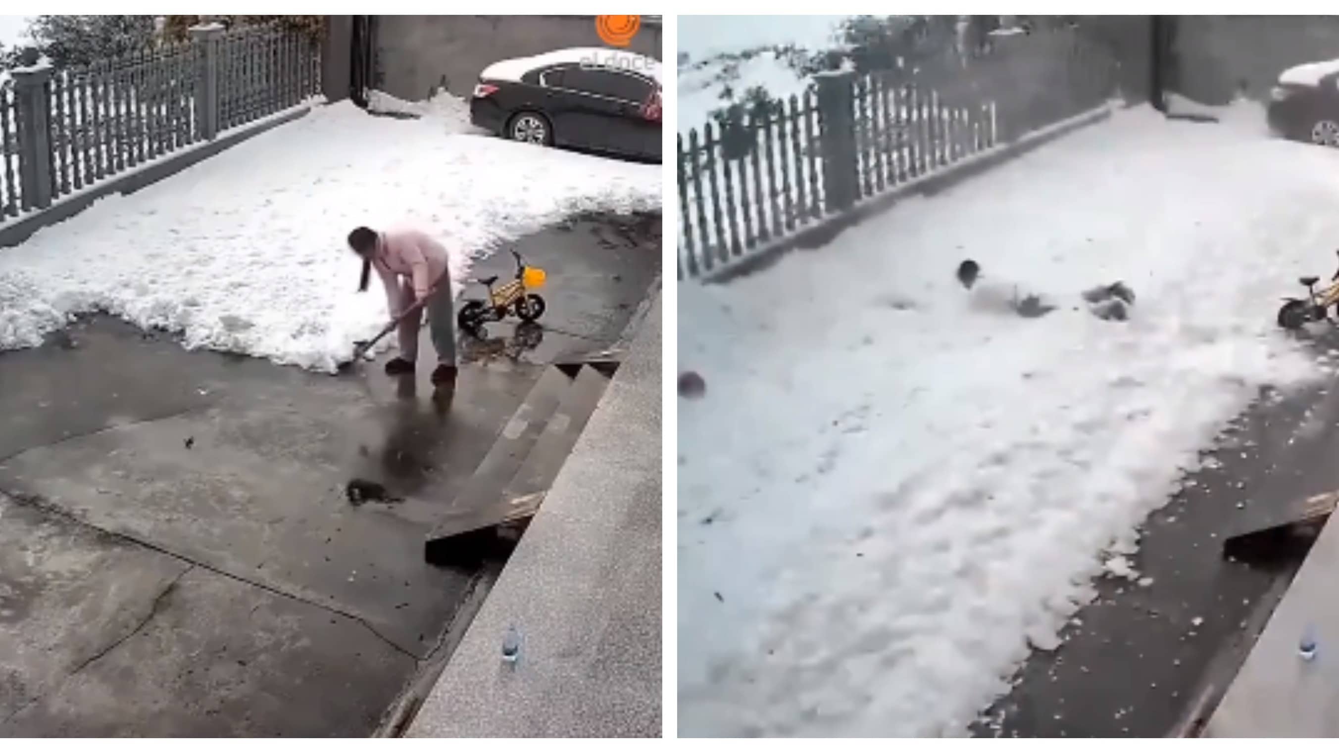 God’s Plan: Viral Video Shows Woman Removing Snow Got Stuck In Snow ...