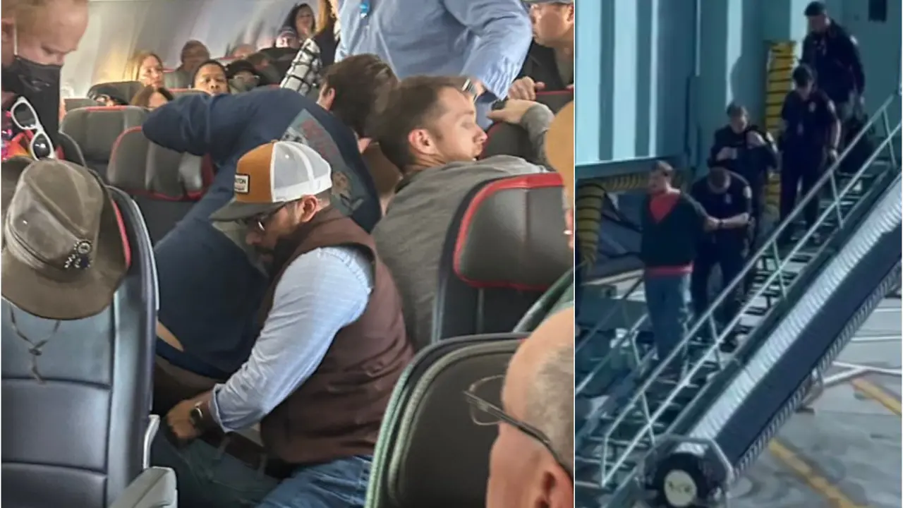 Viral Video: Passengers Duct-Tape Man Attempting to Open Plane's Emergency Exit Door | WATCH American Airlines Passengers Duct-Tape Man Mid-Air