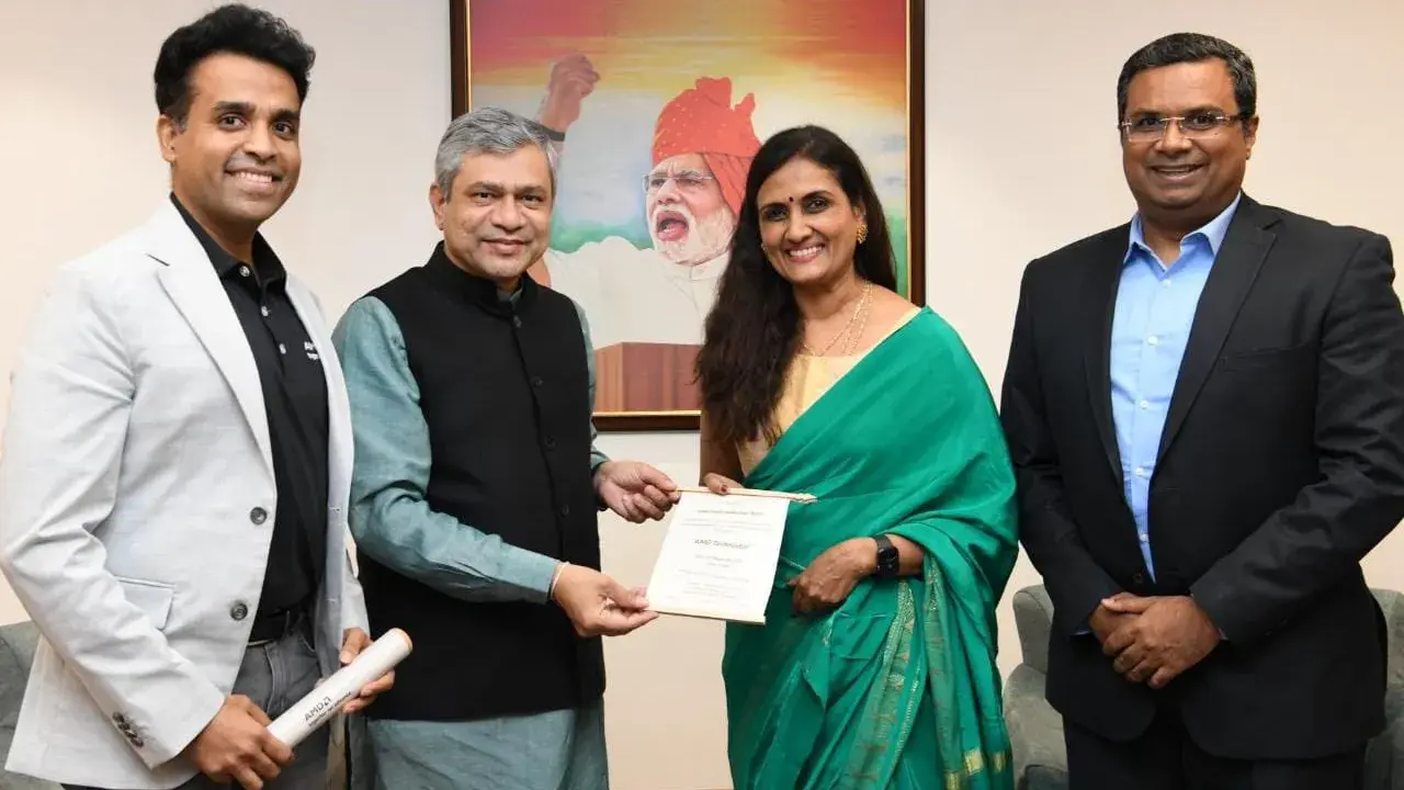 AMD's $400 million Technostar Centre shaping well, says Minister Vaishnaw Ashwini Vaishnaw with team AMD
