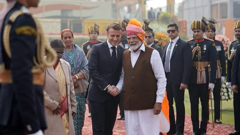 PM Modi with French President Emmanuel Macron