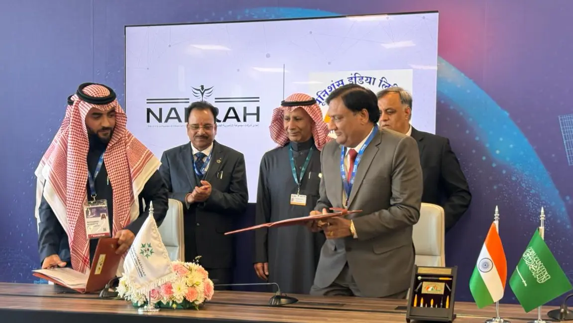 Big Win For Indian Defence Export: Massive $225 Million Ammo Deal Inked With Saudi Arabia Governor HE Ahmad Abdulaziz Al-Ohali, along with State Defence Minister Ajay Bhatt during the Ammo deal signing ceremony.