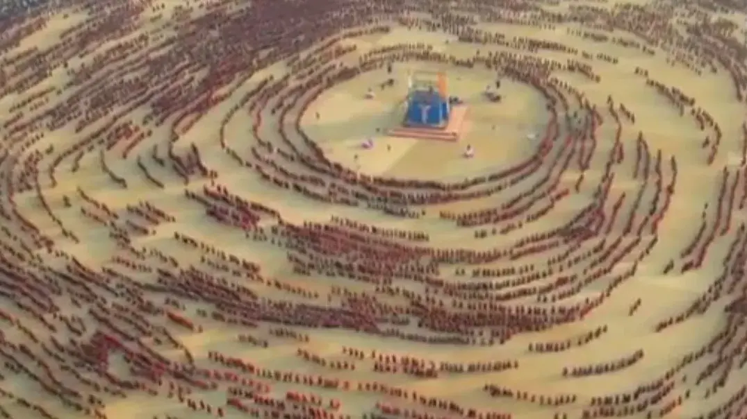 A stunning display: 37,000 Ahir community women perform Maha Raas in Dwarka Screen capture of a video showing the Maha Raas in Dwarka.