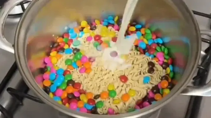 Viral Video: 2-Minutes Maggi with milk and gems takes social media by storm - Watch Maggi with milk and gems takes social media by storm
