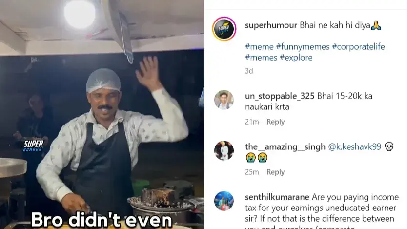 Street food vendor goes viral for hilarious roast of corporate employees | WATCH Street food vendor goes viral for hilarious roast of corporate employees