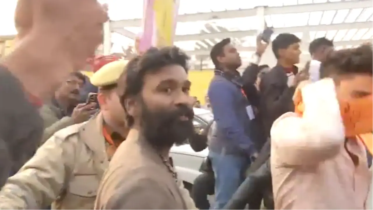 Dhanush Makes His Way Out Of Ram Mandir Post Attending Pran Pratishtha Ceremony Dhanush