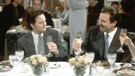 Matthew Perry's FRIENDS Co-star Tom Selleck Recalls Their Friendship On Set: He Was Raw Talent Tom Selleck and Matthew Perry in a still from FRIENDS