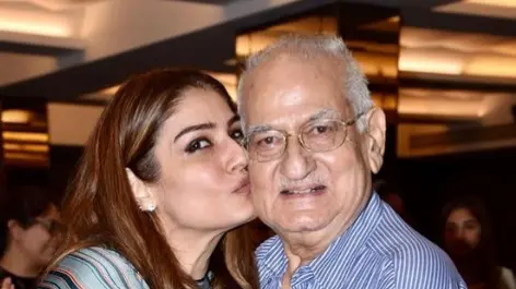 Raveena Tandon Unveils Mumbai Chowk Named After Her Late Father Filmmaker Ravi Tandon Raveena Tandon with father