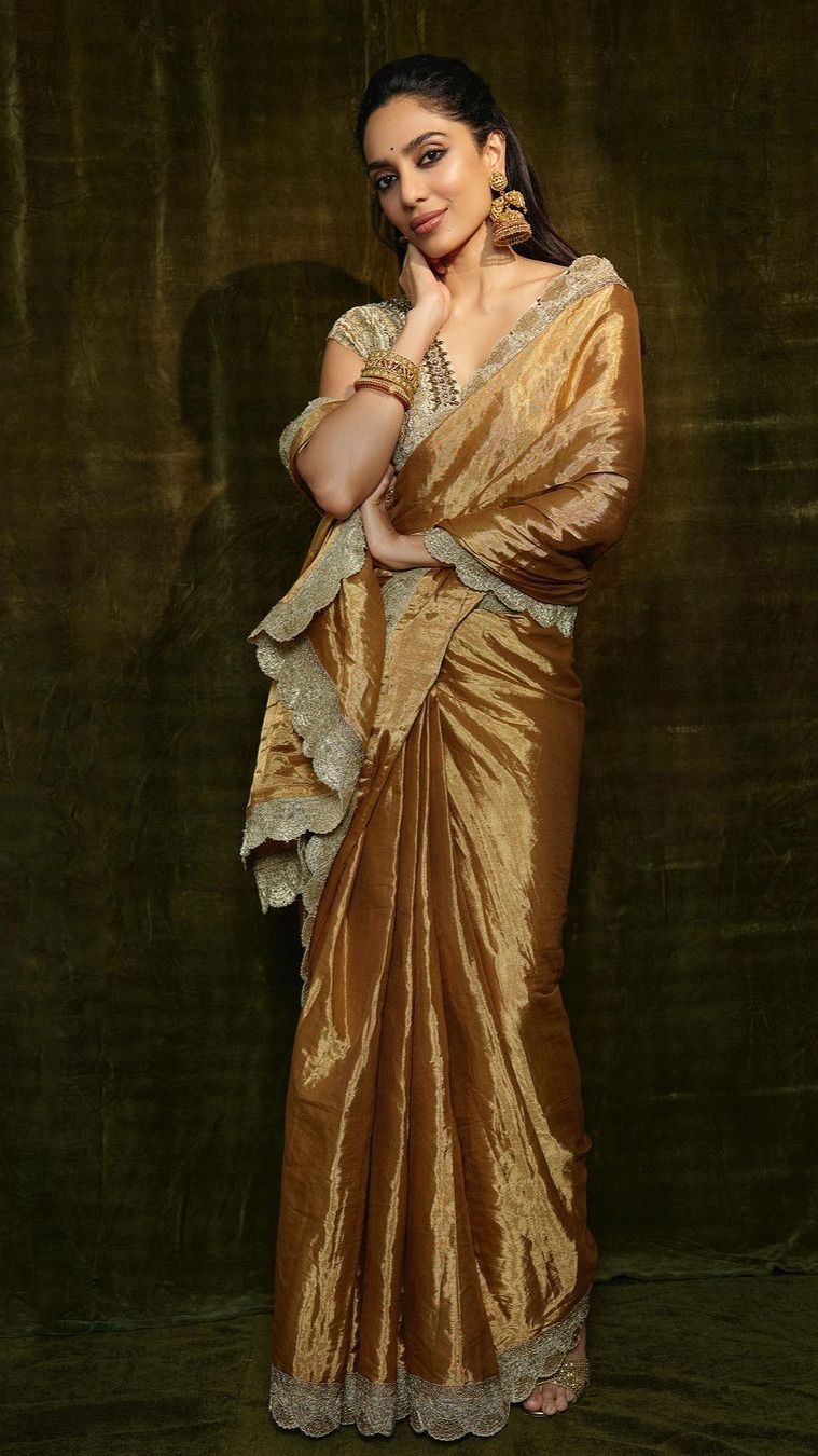 Light Brown Chiffon Embroidery Pre-draped Saree – Leemboodi