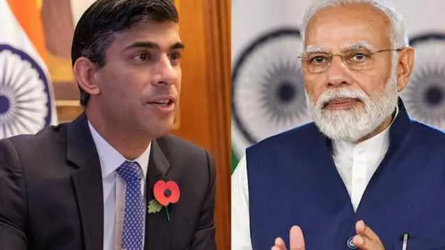 UK PM Rishi Sunak and Indian PM Narendra Modi
