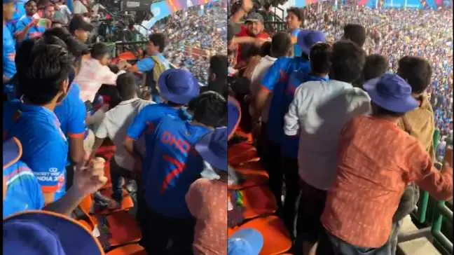 Intense scuffle takes place among spectators at Arun Jaitley Stadium during IND vs AFG match - WATCH Fans engage in a fight during IND vs AFG match