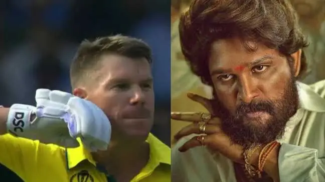 Pushpa x Cricket: Allu Arjun Wishes 'Brother' David Warner In 'Pushpa Raj' Style David Warner during the AUS vs PAK CWC 2023 match