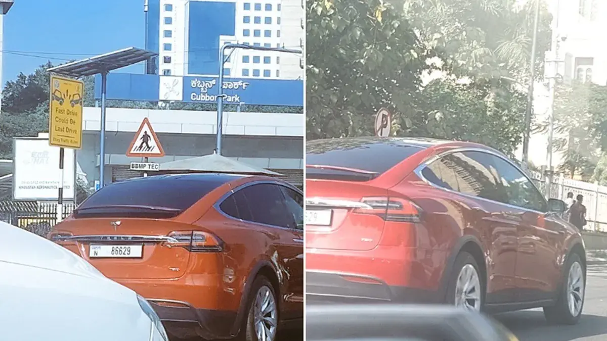 VIRAL: Tesla SUV spotted near Cubbon Park in Bengaluru, netizens say Tesla is not Kannada word Tesla SUV on Bengaluru roads