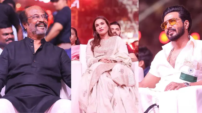 Lal Salaam Audio Launch: Rajinikanth-Latha, Aishwarya Rajinikanth, Vishnu Vishal Arrive In Style Rajinikanth