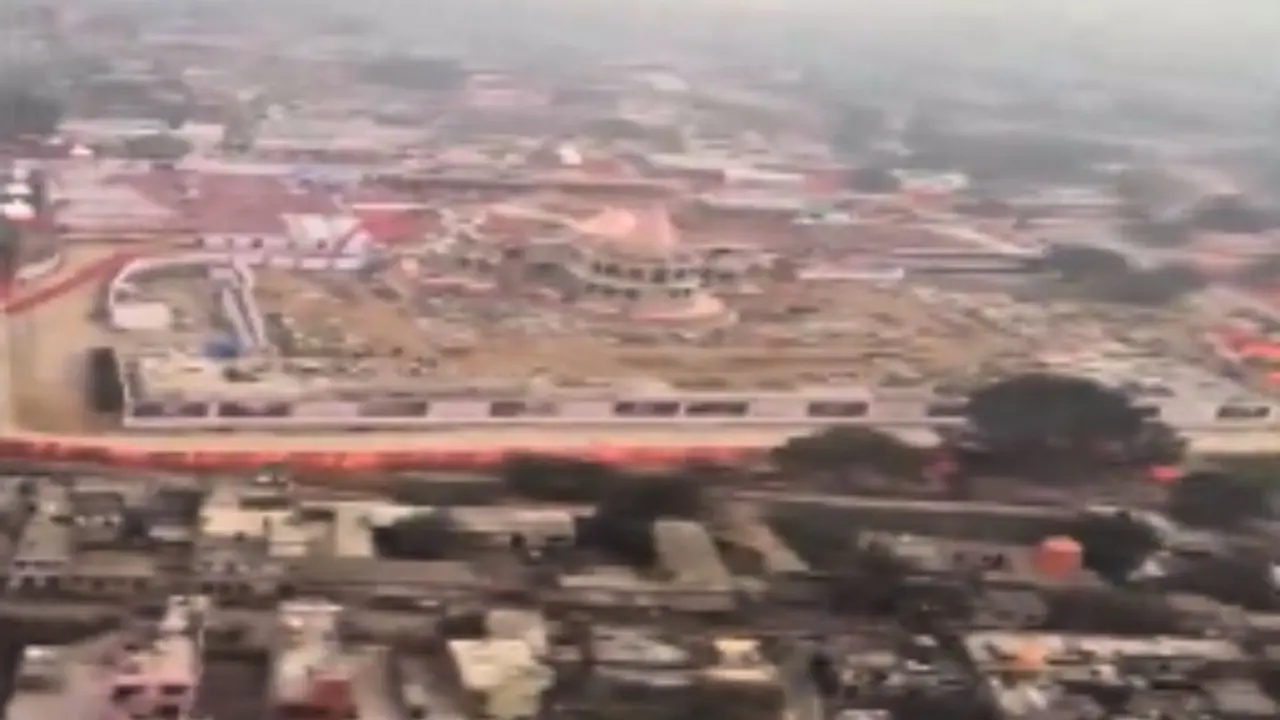 PM Modi Captures Stunning Aerial View of Ayodhya Ram Mandir Ahead of Pran Pratishtha | WATCH Aerial view of Ram Mandir captured by PM Modi