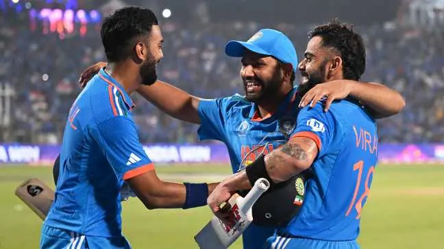 India vs Afghanistan 1st T20I Preview: Rohit Sharma and Virat Kohli are back! Virat Kohli, Rohit Sharma & KL Rahul celebrate after winning the ODI World Cup match against Bangladesh