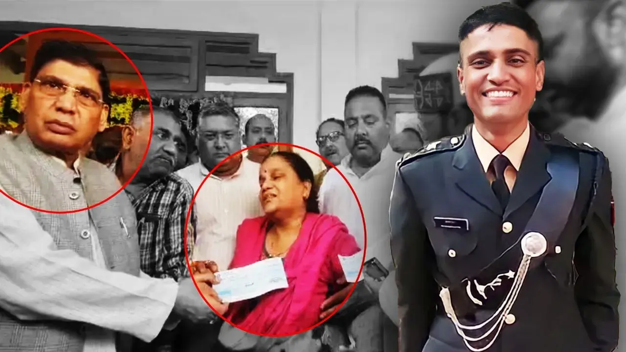 UP minister faces backlash for insensitive photo-op with greiving family of Captain Shubham Gupta Captain Shubham Gupta