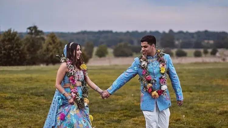 New trend alert: This bride stunned in a denim lehenga designer by her father File photo