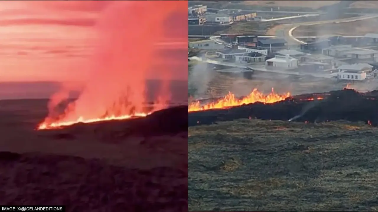 Houses In Iceland's Grindavik Go Up In Flames From Spewing Volcano Lava; Residents Flee iceland lava flames