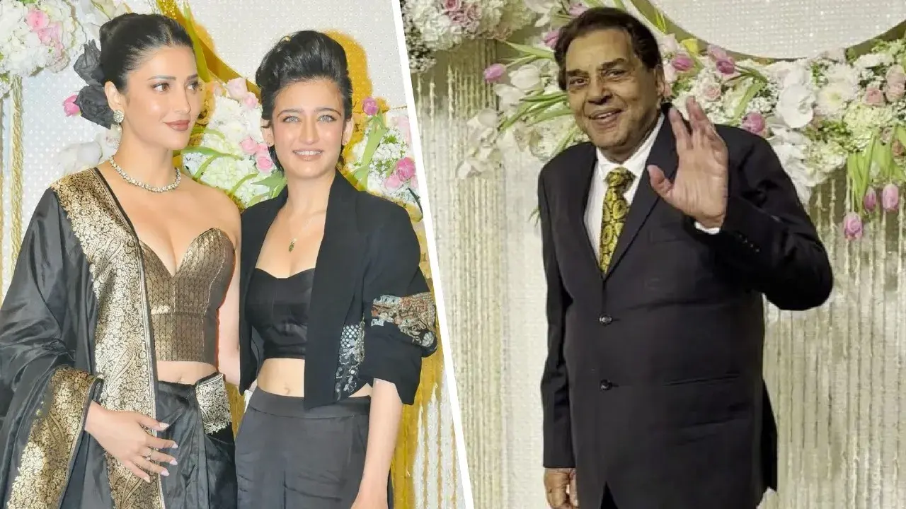 Dharmendra Photobombs Shruti Haasan-Akshara At Ira Khan's Reception, Their Reaction Goes Viral Shruti Haasan