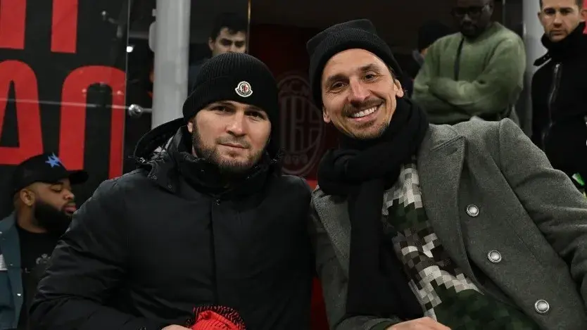 Khabib Nurmagomedov seen enjoying AC Milan match with Zlatan Ibrahimovic amid UFC return talks Khabib Nurmagomedov and Zlatan Ibrahimovic