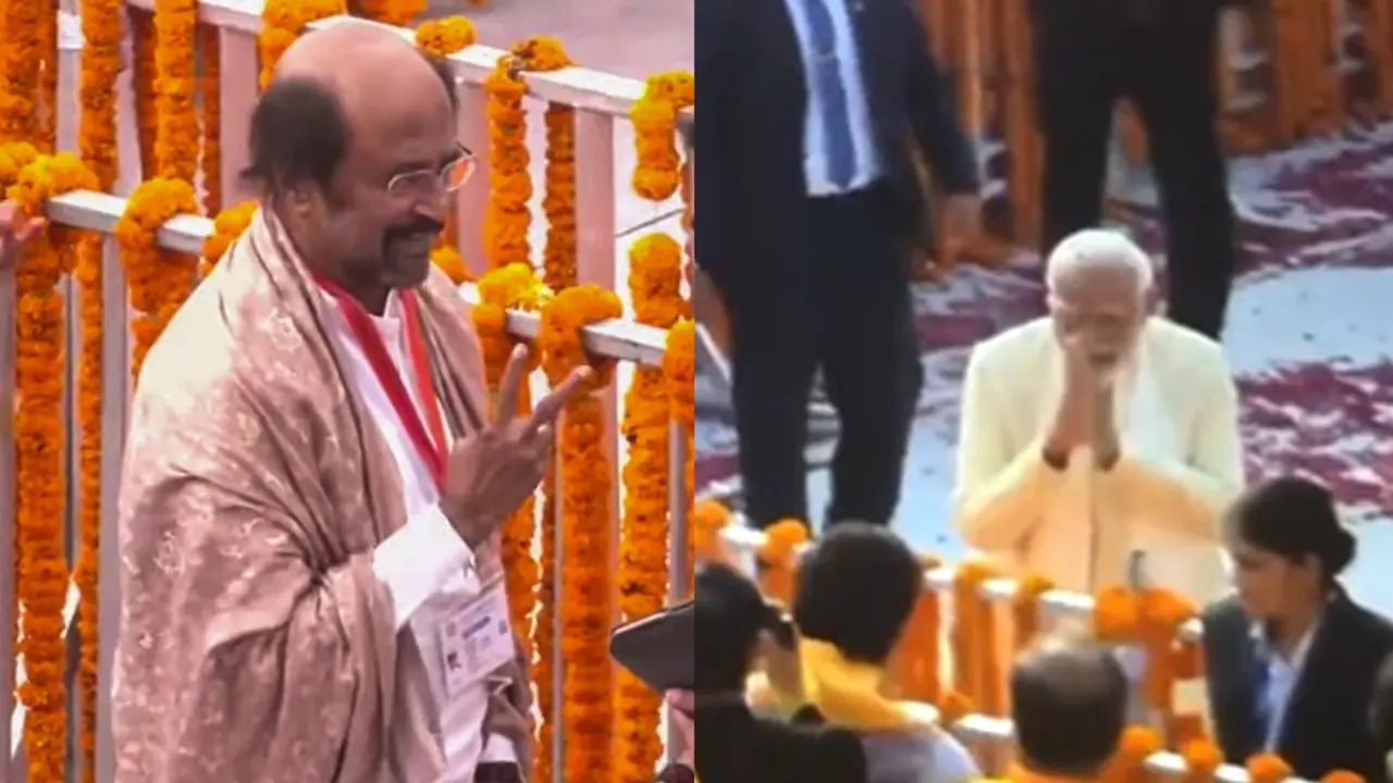 PM Modi Greets Rajinikanth With Folded Hands At Ram Mandir Pran Pratishtha Ceremony In A Viral Video PM Modi greets Rajinikanth