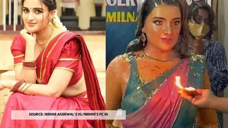 Nidhhi Agerwal's fans build a temple dedicated to her as Valentine's day gift Nidhi Agerwal