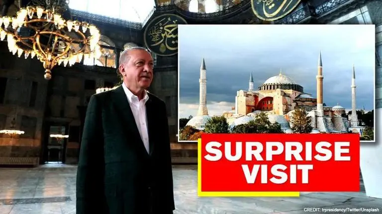 Hagia Sophia: Erdogan pays surprise visit to the mosque days before prayers Hagia Sophia: Erdogan makes surprise visit to the mosque days before prayers