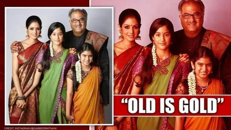 Sridevi's golden throwback picture with Janhvi, Khushi, Boney surfaces; fans get emotional