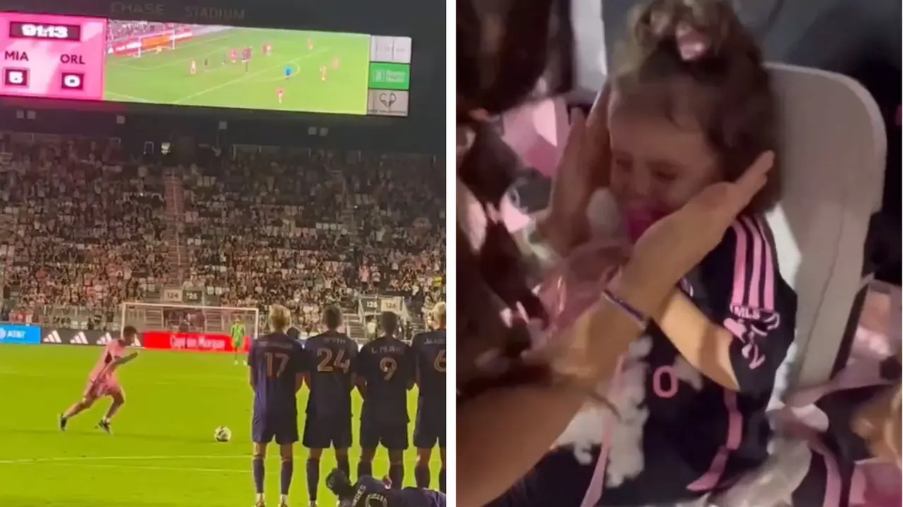 OUCH! Lionel Messi's free-kick hits a baby, she's left in tears; BUT Dad's reaction sparks reactions Lionel Messi's kick hits a baby in the stands